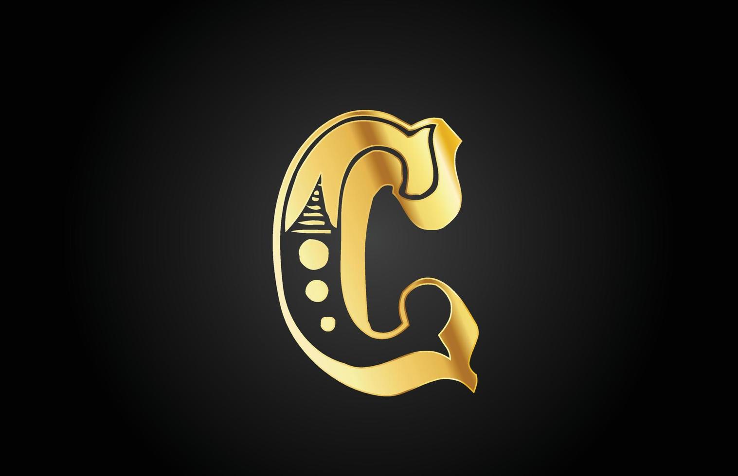 goldenes vintage c metall alphabet buchstabe logo symbol. kreative Designvorlage für Unternehmen oder Unternehmen vektor