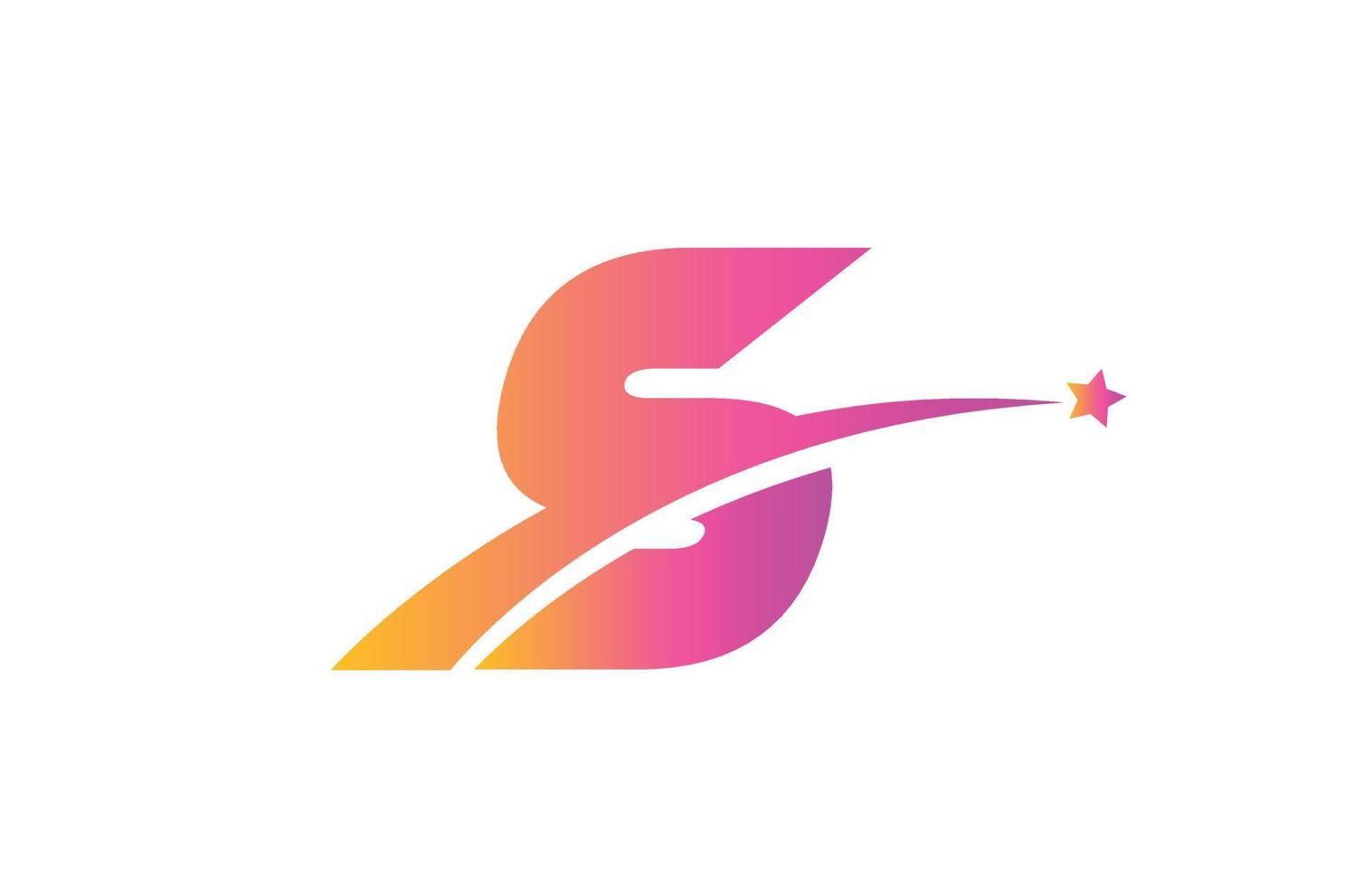 rosa stjärnans alfabet bokstavslogotyp ikon design med swoosh. kreativ mall för företag och företag vektor