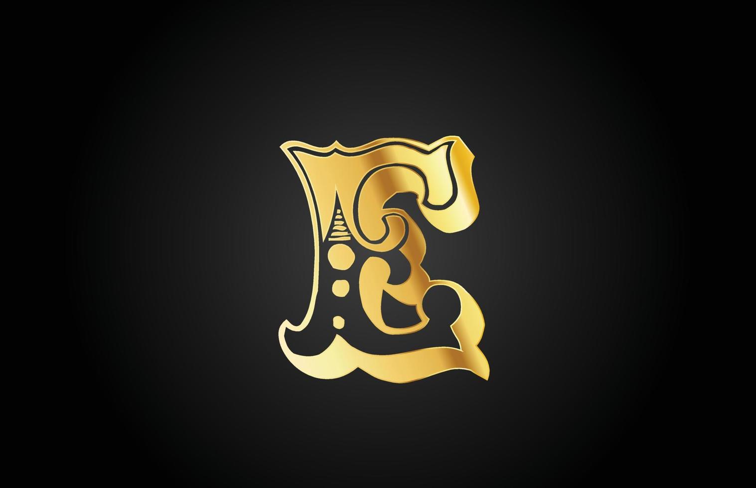 goldenes vintage e-metall-alphabet-logo-symbol. kreative Designvorlage für Unternehmen oder Unternehmen vektor