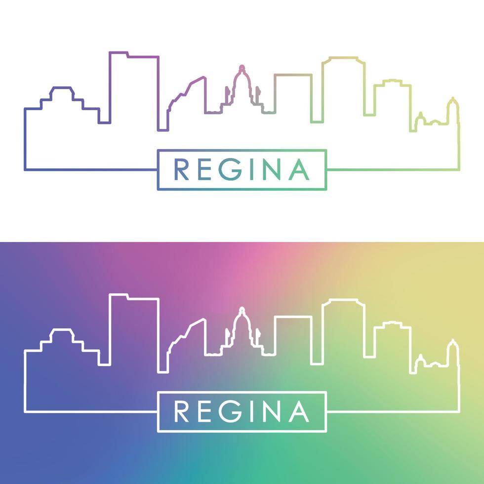 Regina-Skyline. farbenfroher linearer Stil. vektor