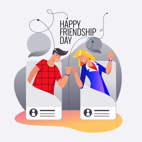 Glad vänskapsdag. Vektor illustration av vänner från sociala nätverk