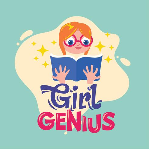 Mädchen-Genie-Phrasen-Illustration. Zurück zu Schulzitat vektor