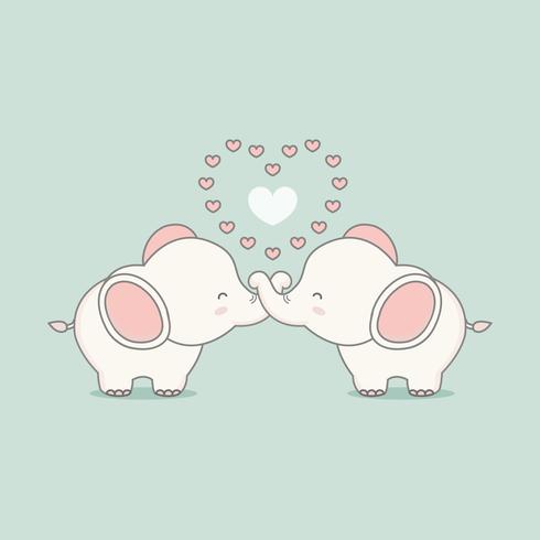 Netter rosa Elefant in der Liebe mit Herzen. Valentinstagskarte. vektor
