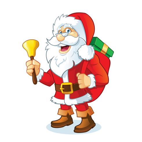 Santa Claus, die Tasche mit Geschenken hält vektor