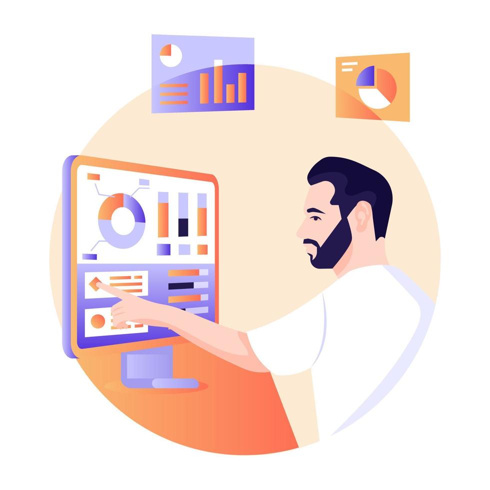 person övervakning läkare instrumentbräda, platt illustration vektor