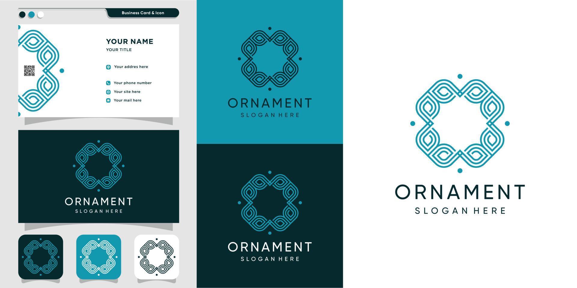 Ornament mit Strichgrafik-Logo-Vorlage und Visitenkarten-Design-Premium-Vektor vektor