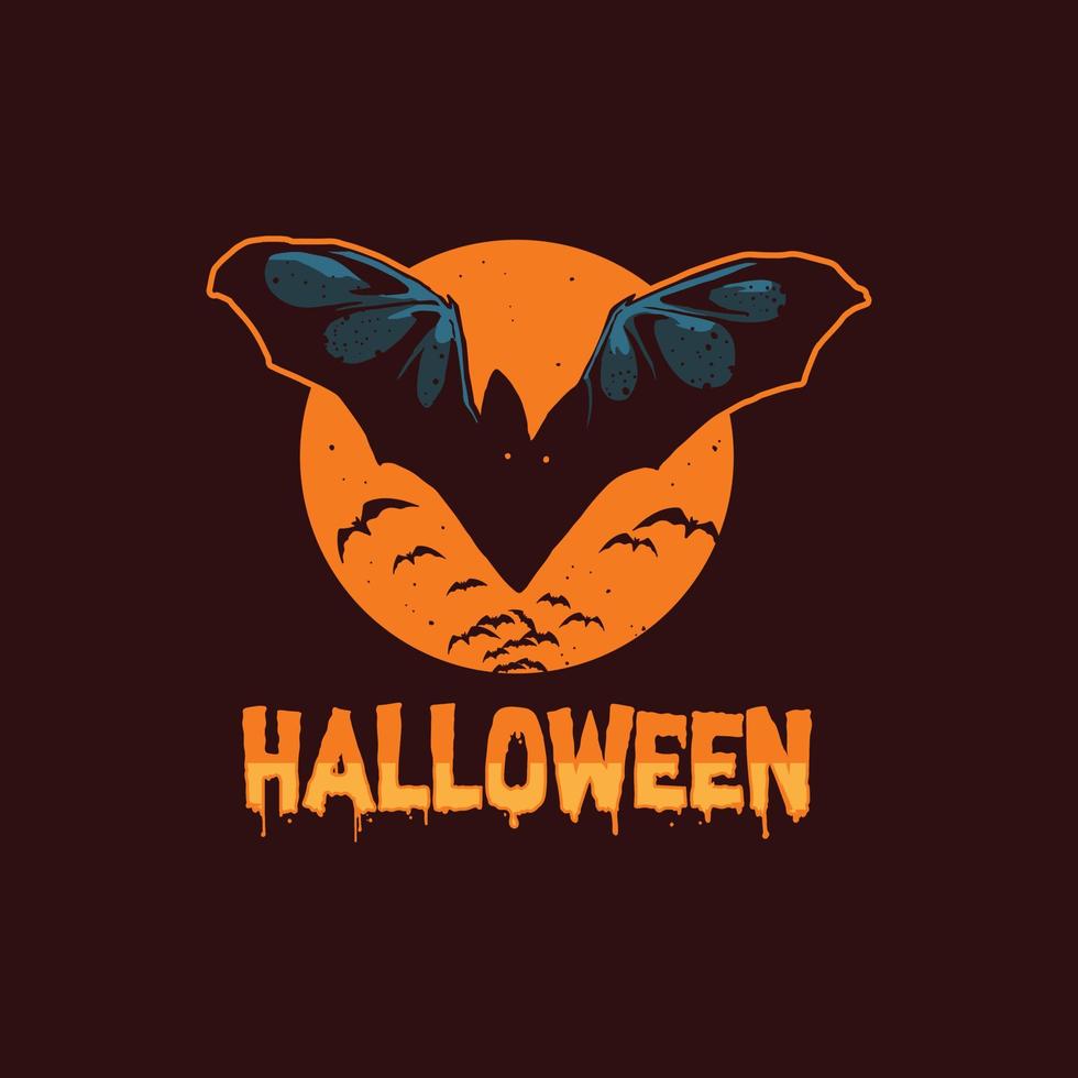 halloween-fledermaus mit vollmondillustration vektor