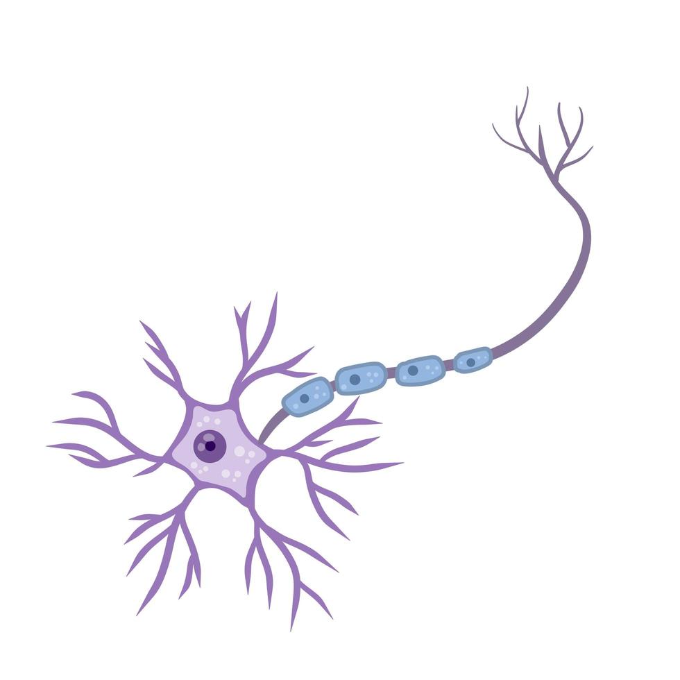blå neuroncell. hjärnaktivitet och dendriter. vektor
