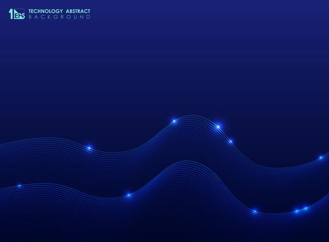 Abstrakt teknologi vågigt linjemönster på blå bakgrund. Dekorerar för moderna randlinjer Design av element, annons, affisch, omslagsbild, present. vektor