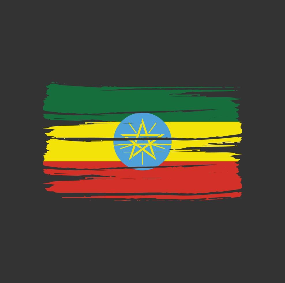etiopiens flagga penseldrag vektor