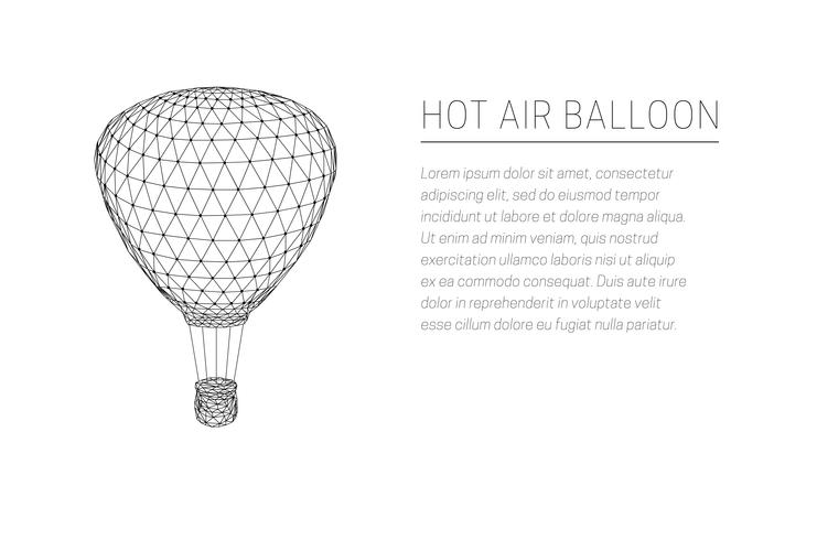 Flygande varmluftsballong. Låg poly design. vektor