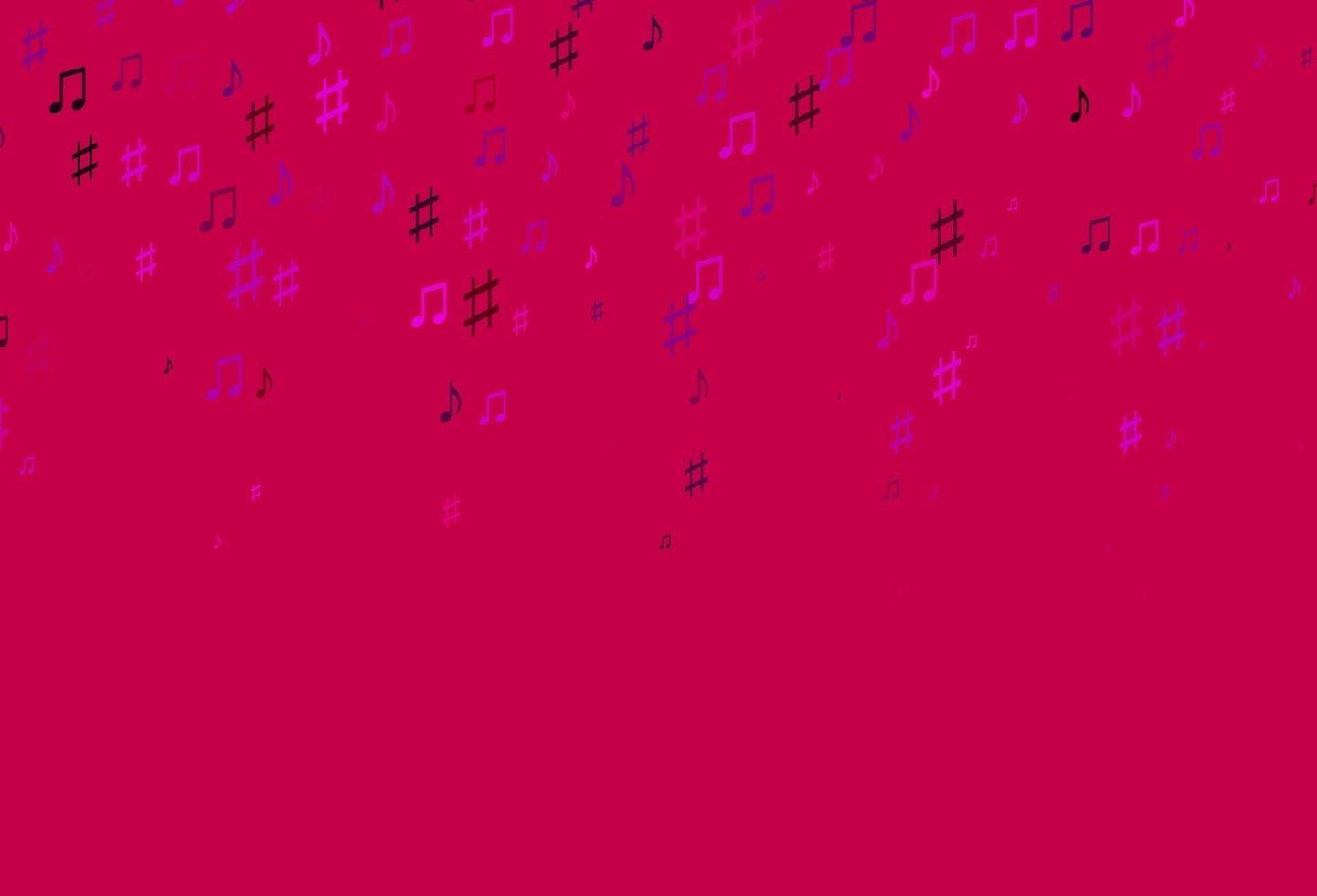 ljuslila, rosa vektormönster med musikelement. vektor