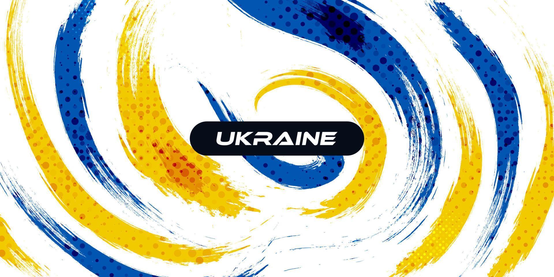 ukrainska flaggan med borste koncept. Ukrainas flagga i grunge och halvtonsstil vektor
