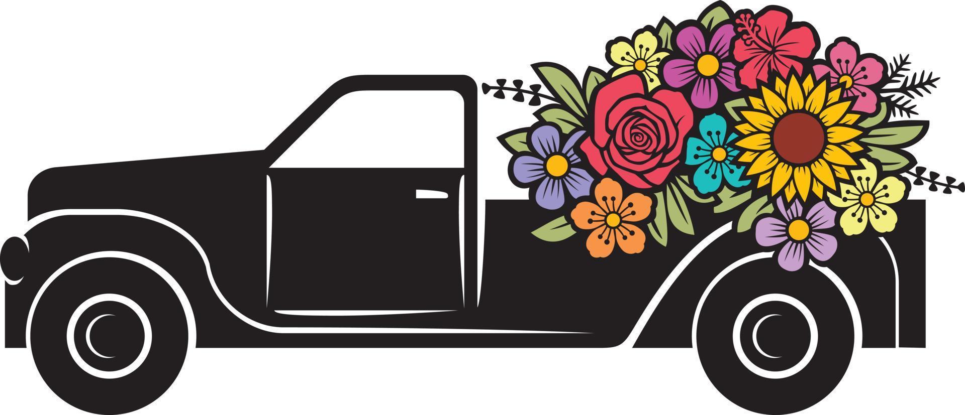 Blumen-LKW-Farbvektorillustration vektor