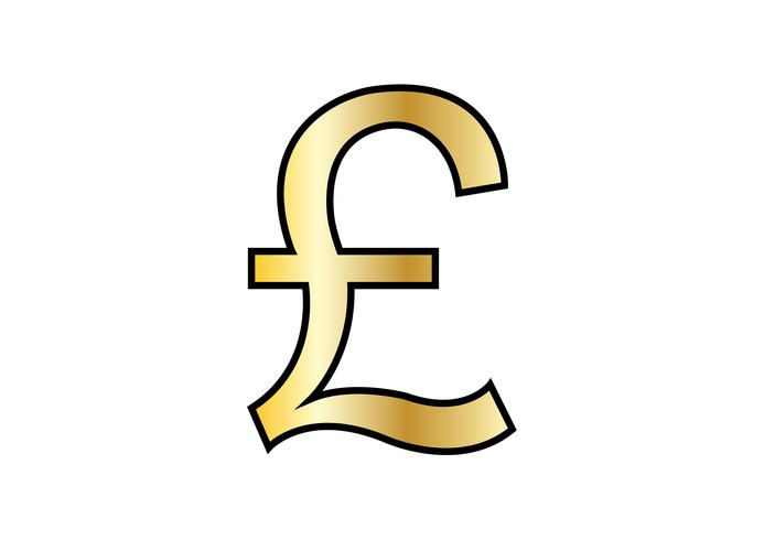 Goldenes britisches Pfund lokalisiert auf weißem Hintergrund vektor