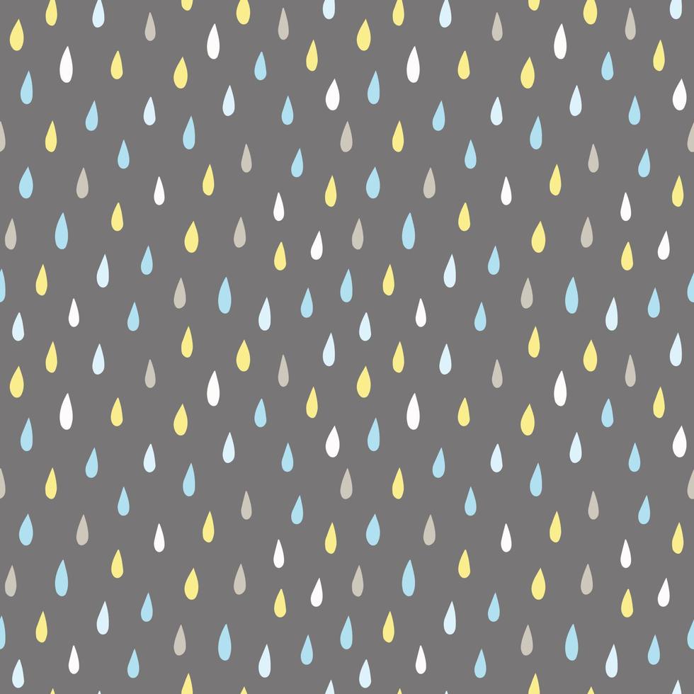 sömlös vektormönster med regndroppar. våren abstrakt bakgrund i nyanser av blått och gult. vektor