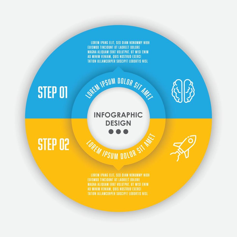 Vektorset Vorlage Infografik Kreis 2 Schritt. Vorlagendiagramm für die Präsentation. vektor