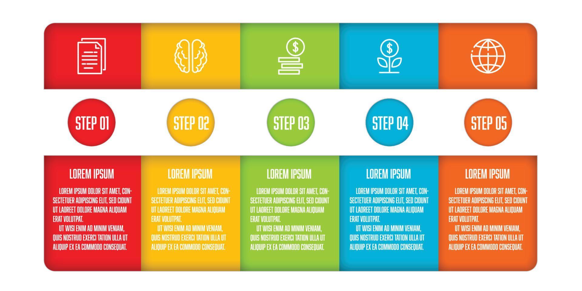 Vektor-Infografik-Etikettenvorlage Design 5 Schritt. vektor