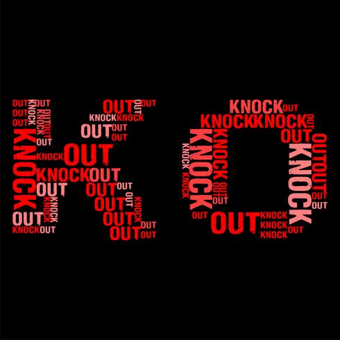 Knock Out Wordcloud Svart bakgrund Vector illustration