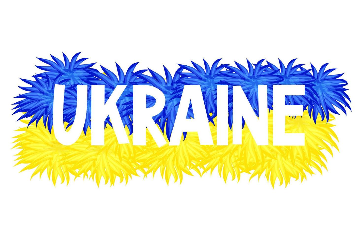 ukrainische flagge, nationalflagge aus blumen text ukraine mit zwei farben blau und gelb. Elemente für die Gestaltung. gemalte Textur. Vektor-Illustration vektor