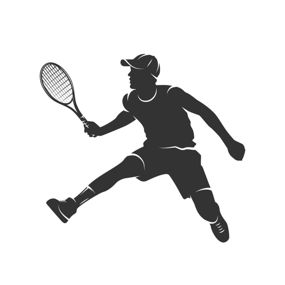 siluett av en man med en tennisracket vektor