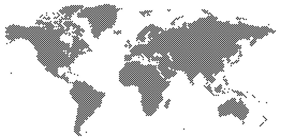 Tetragon världskarta vektor svart på vit