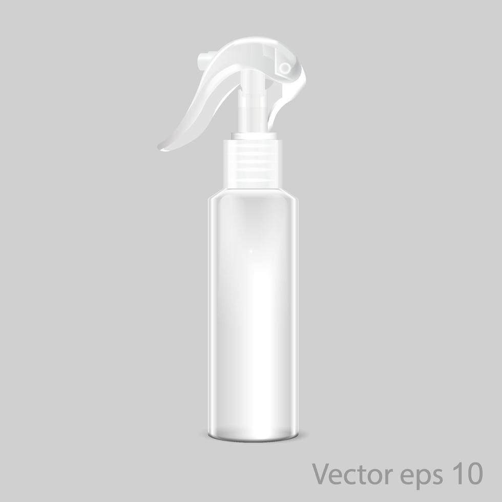 Vektor-3D-Illustration Reiniger. flüssiges reinigungsmittel aus plastiksprühflasche vektor