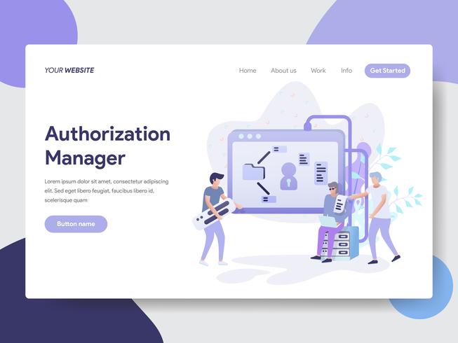 Landingpage-Vorlage von Authorization Manager Illustration Concept. Modernes flaches Konzept des Entwurfes des Webseitendesigns für Website und bewegliche Website Auch im corel abgehobenen Betrag vektor