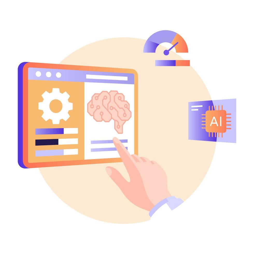 hjärna och mobil, platt illustration av neurologiska tjänster vektor