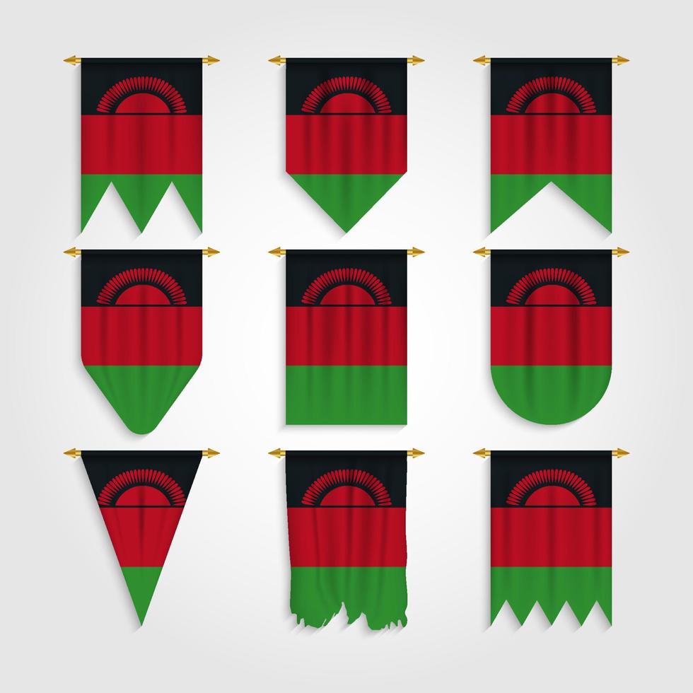 malawis flagga i olika former vektor