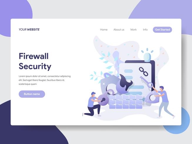 Målsida mall för Firewall Security Illustration Concept. Modernt plattdesignkoncept av webbdesign för webbplats och mobilwebbplats. Vektorns illustration vektor