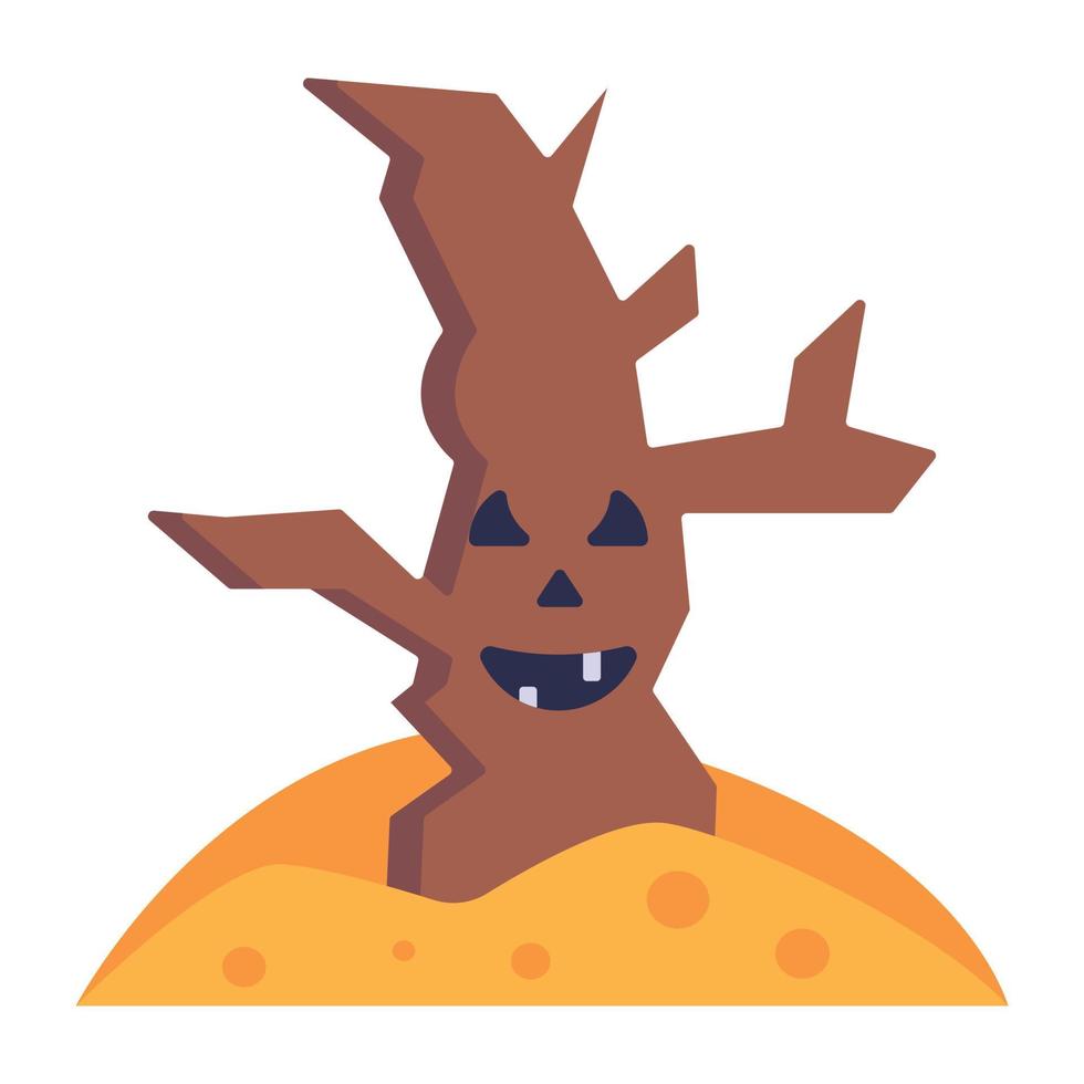 Ein gruseliger Halloween-Baum, flaches Symbol mit bearbeitbarer Einrichtung vektor