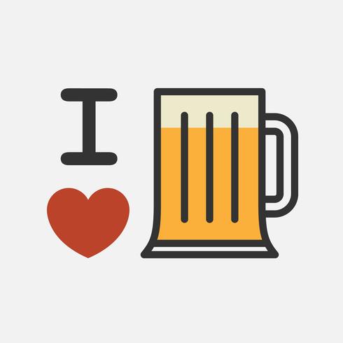 Älskar öl. Gullig tecknad illustration. vektor