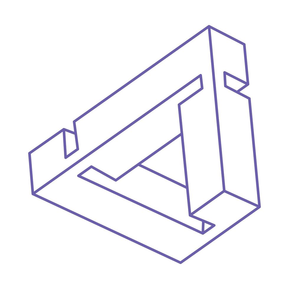 omöjliga former. logotyp. heliga geometriska figurer. optisk illusion. abstrakta eviga geometriska objekt. omöjlig ändlös kontur. optisk konst. omöjlig geometri form på en vit bakgrund. vektor