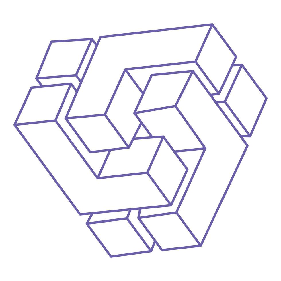 unmögliche Formen, Logo der optischen Täuschung, Vektor. Optische Kunstobjekte. geometrische Figuren. vektor