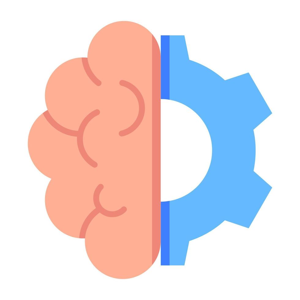 huvud och kugghjul, begreppet utvecklare platt ikon vektor
