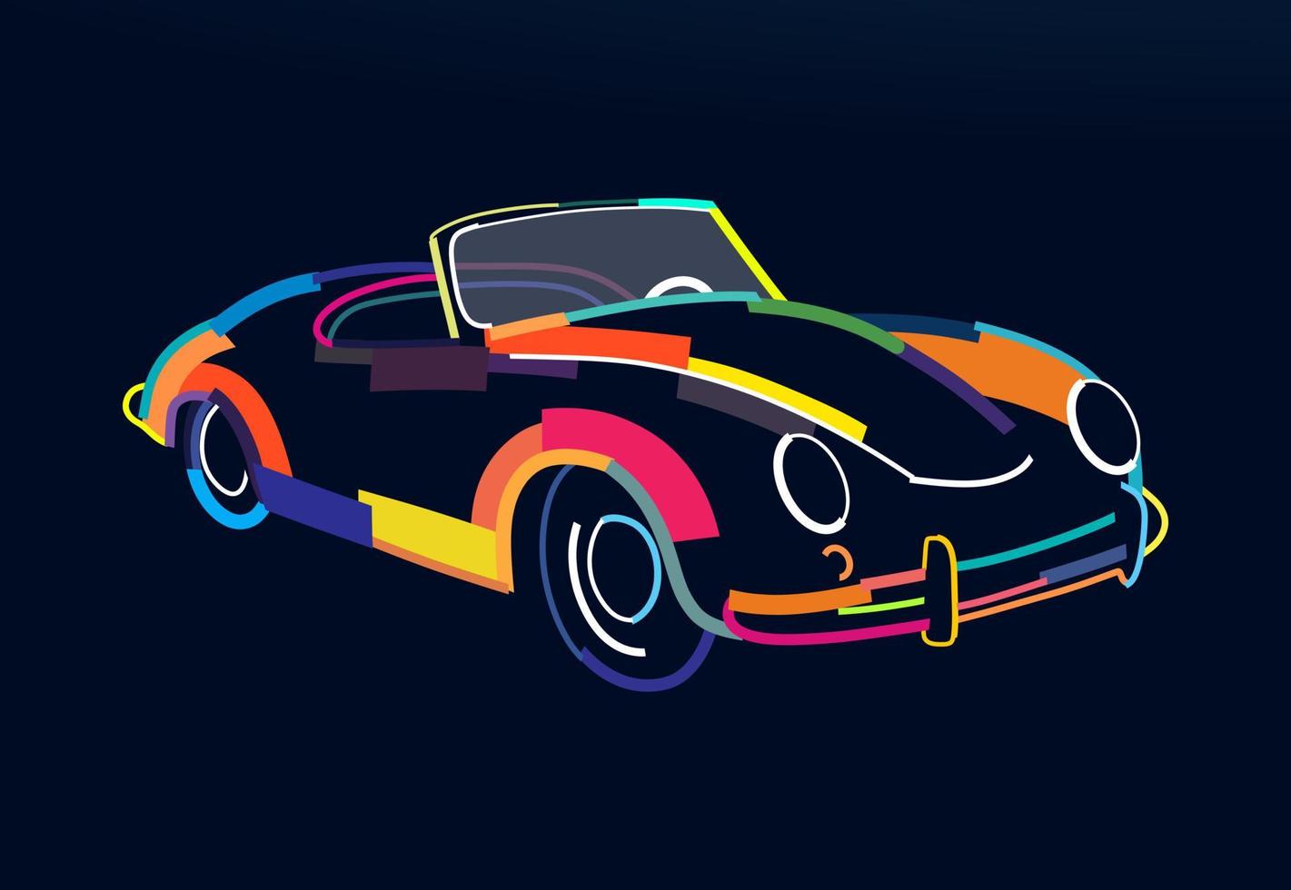 abstraktes Retro-Auto-Cabriolet aus bunten Farben. bunte Zeichnung. Vektor-Illustration von Farben vektor