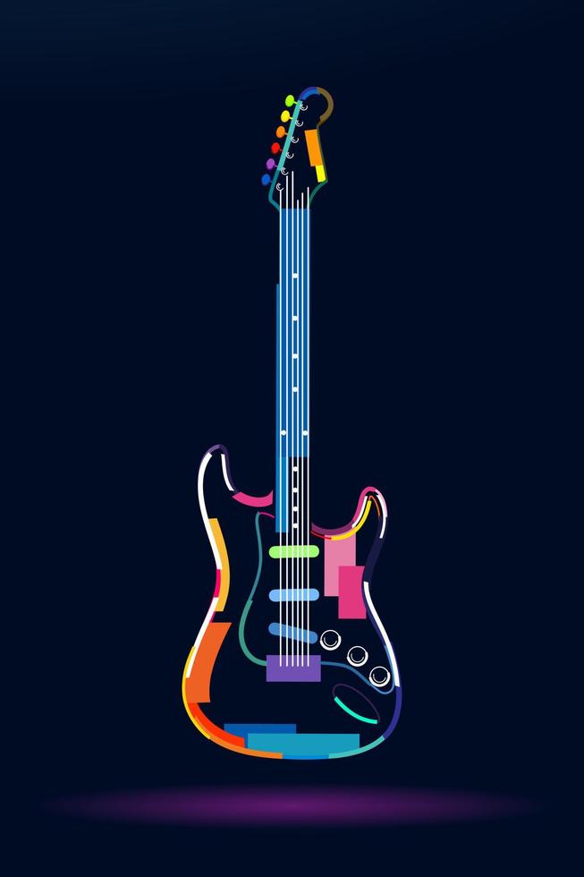 abstrakt elgitarr från mångfärgade färger. färgad ritning. vektor illustration av färger