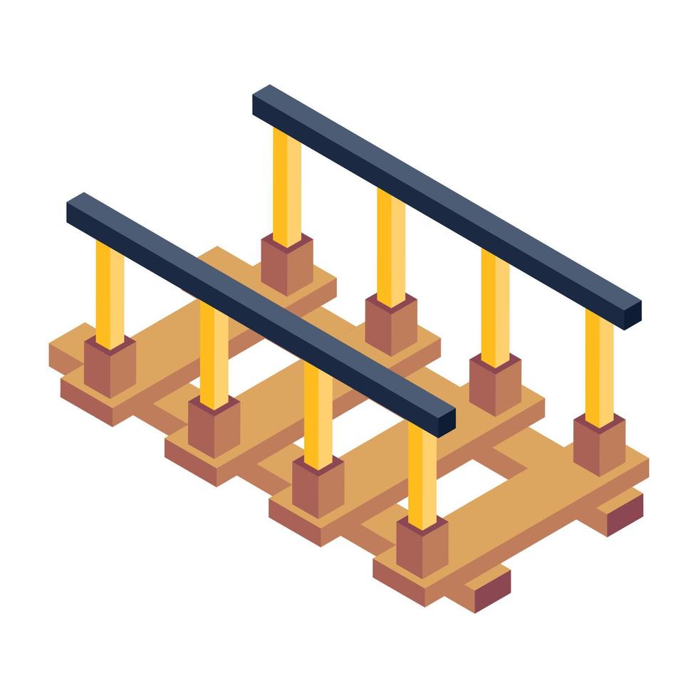 trendige einzigartige ikone der holzbrücke vektor
