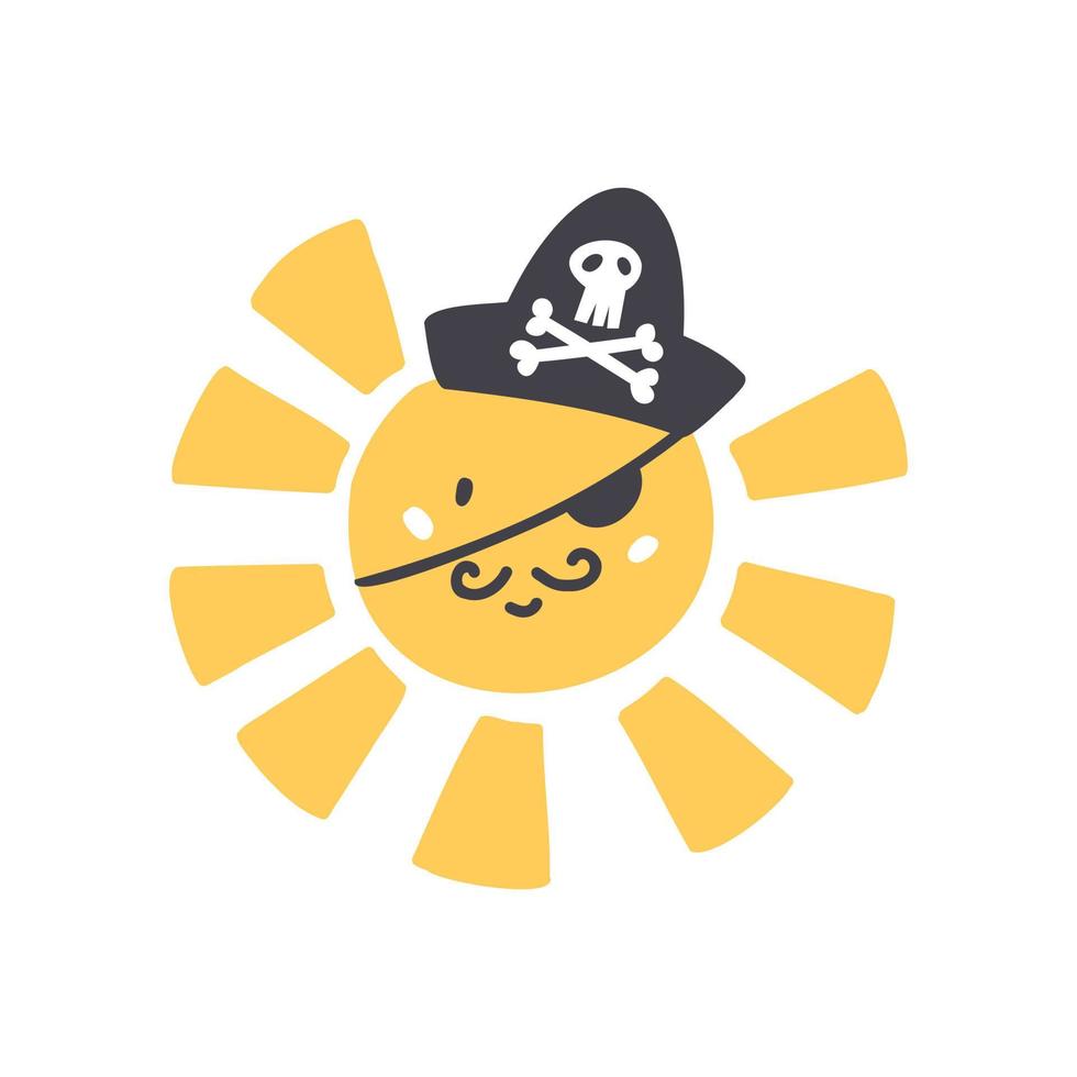 Piraten-Sonne-Doodle vektor