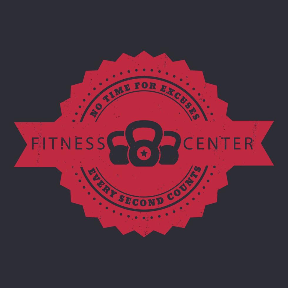 Fitness-Center-Vintage-Emblem, Abzeichen mit Kettlebells vektor