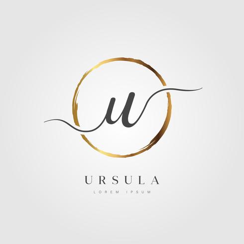 Guld Elegant Initial Letter Type U vektor