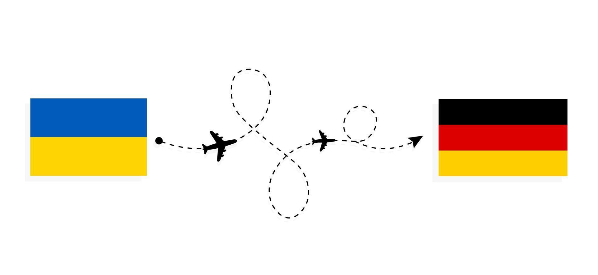 flug und reise von der ukraine nach deutschland mit dem reisekonzept des passagierflugzeugs vektor