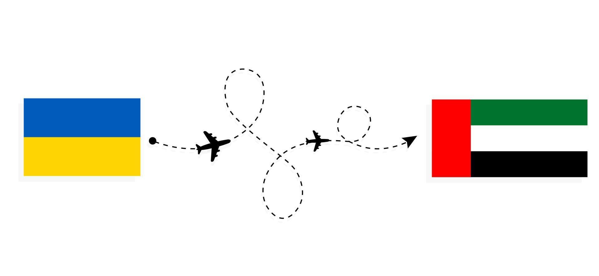 flyg och resor från Ukraina till Förenade Arabemiraten med passagerarflygplan vektor