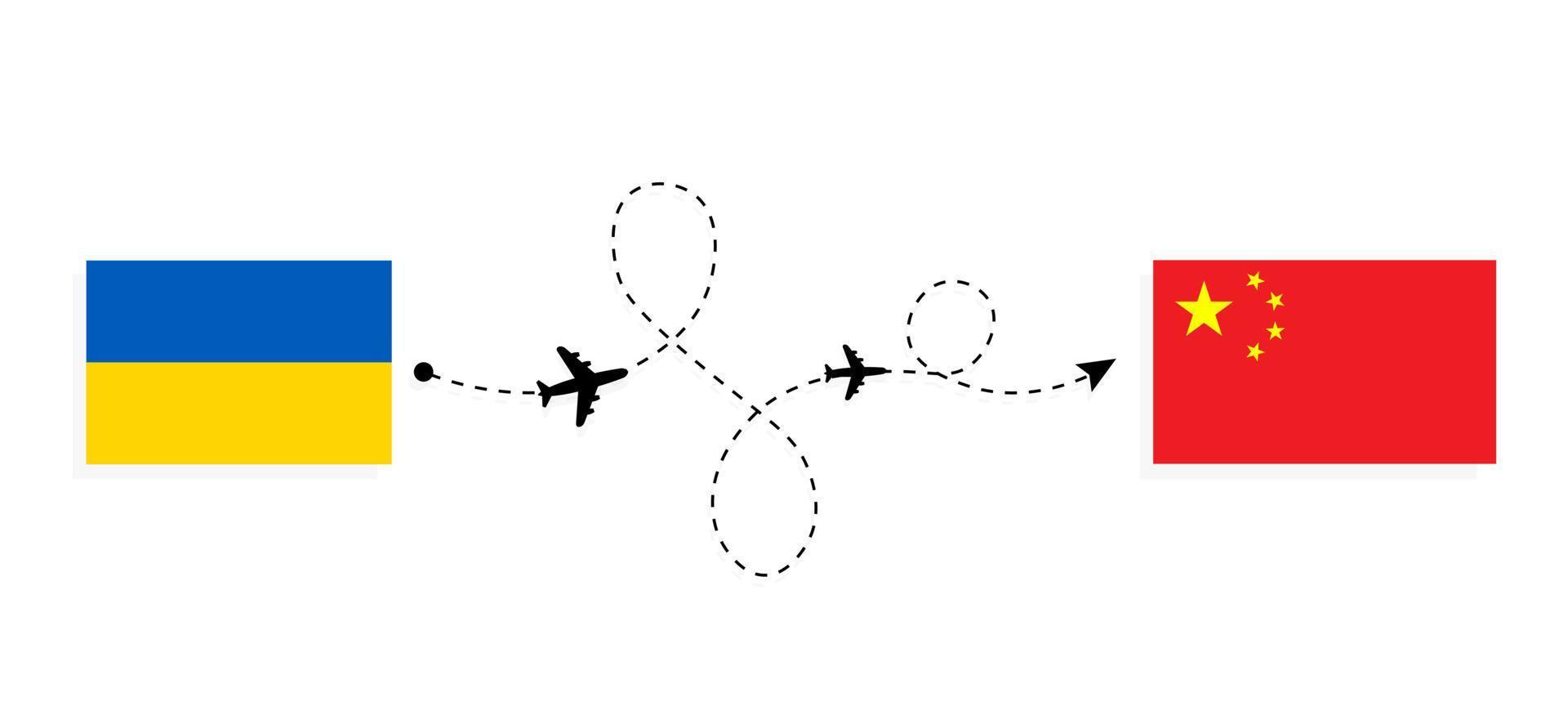 flyg och resor från Ukraina till Kina med passagerarflygplan vektor