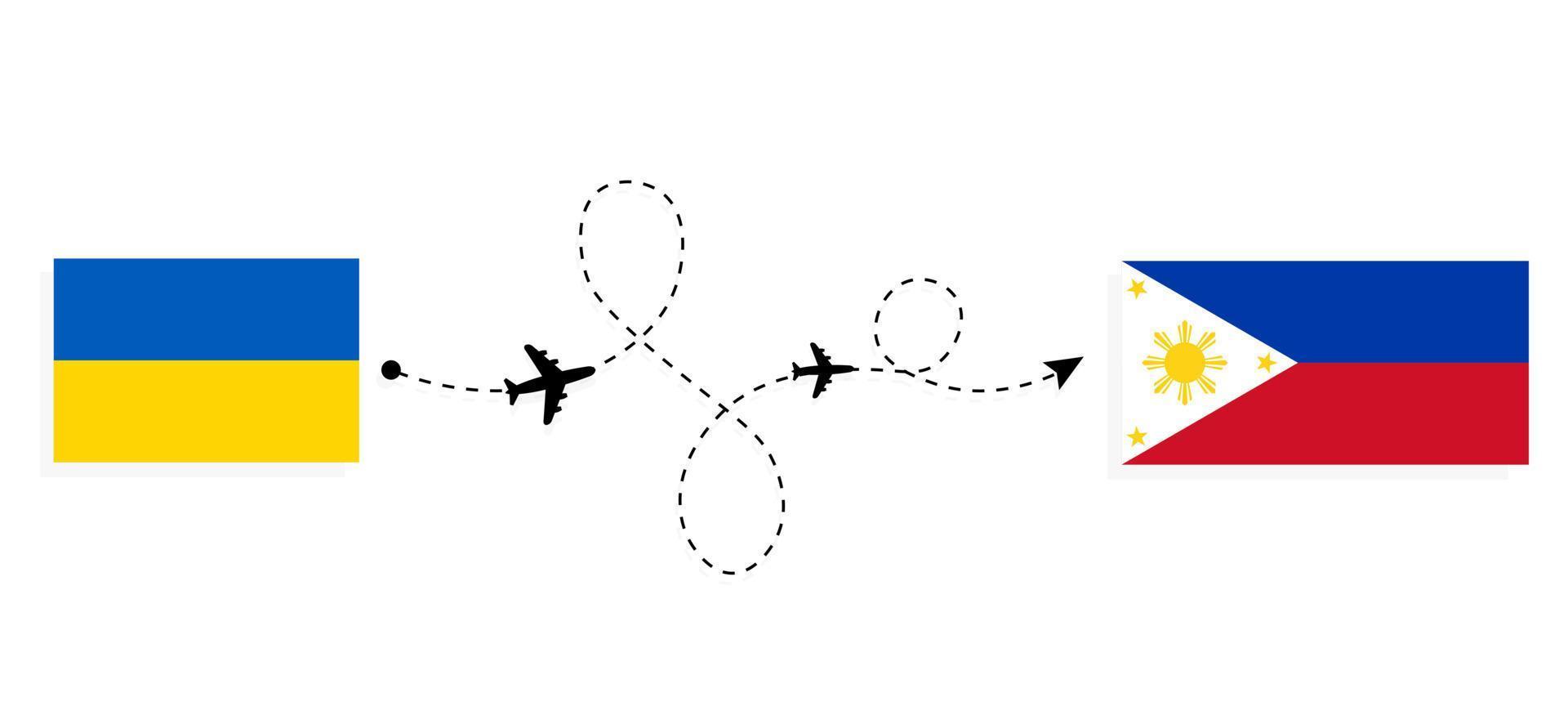 flug und reisen von der ukraine auf die philippinen mit dem reisekonzept des passagierflugzeugs vektor