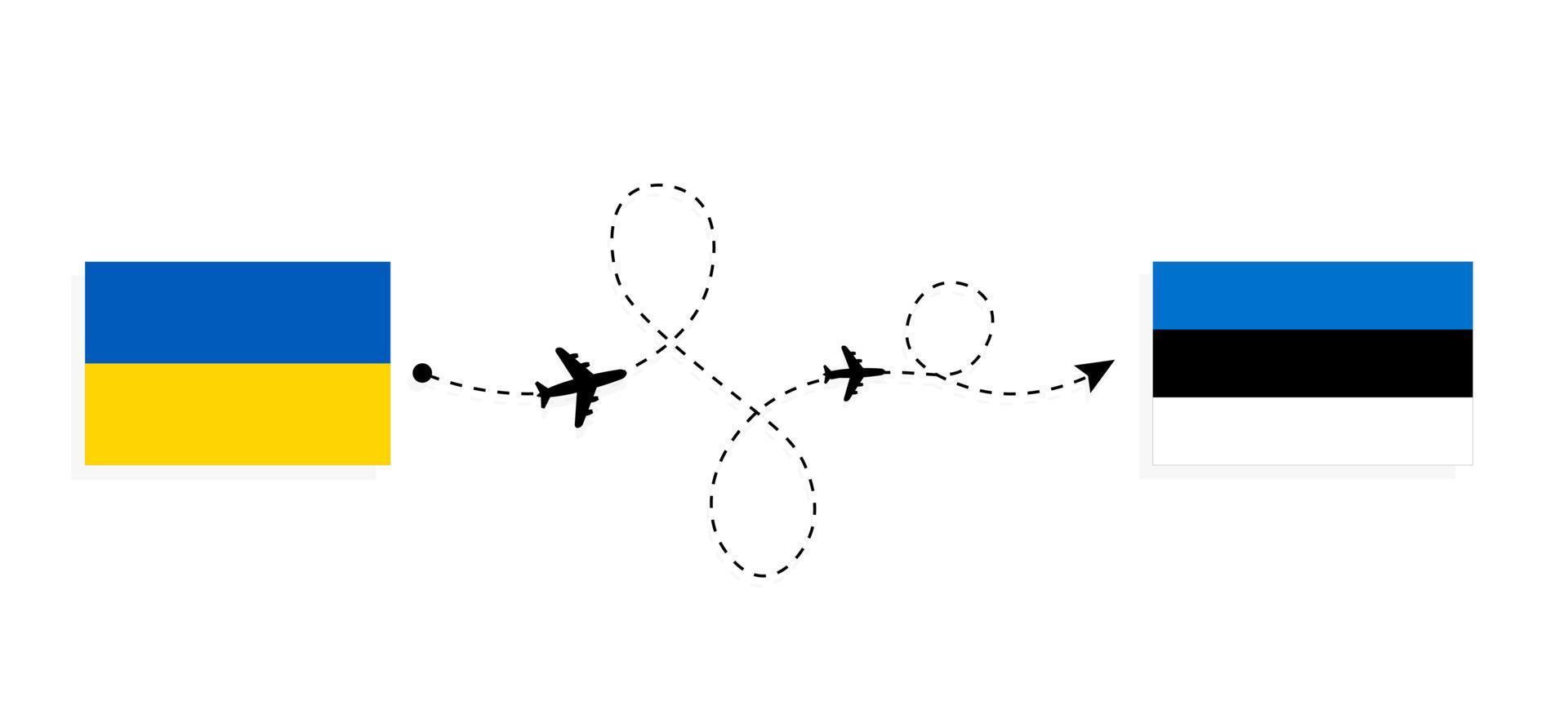 flug und reise von der ukraine nach estland mit dem reisekonzept des passagierflugzeugs vektor