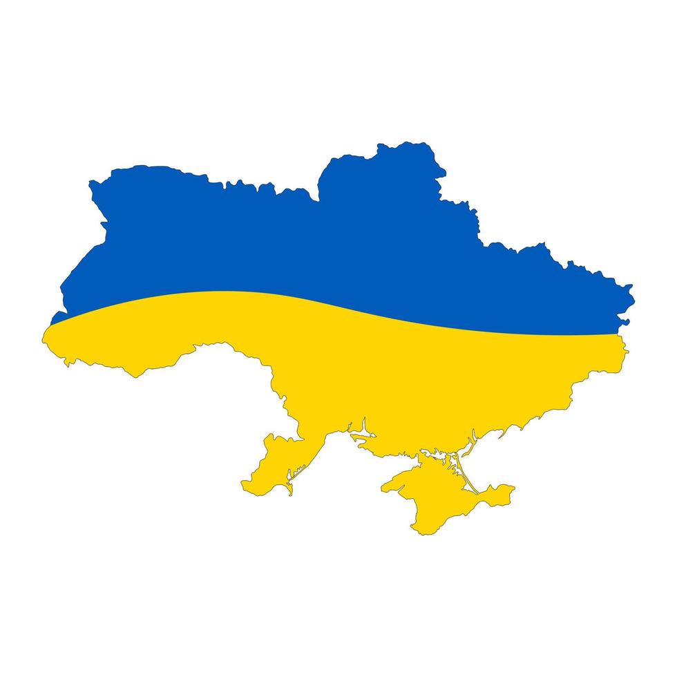 Ukraine-Kartenschattenbild mit der Flagge lokalisiert auf weißem Hintergrund vektor