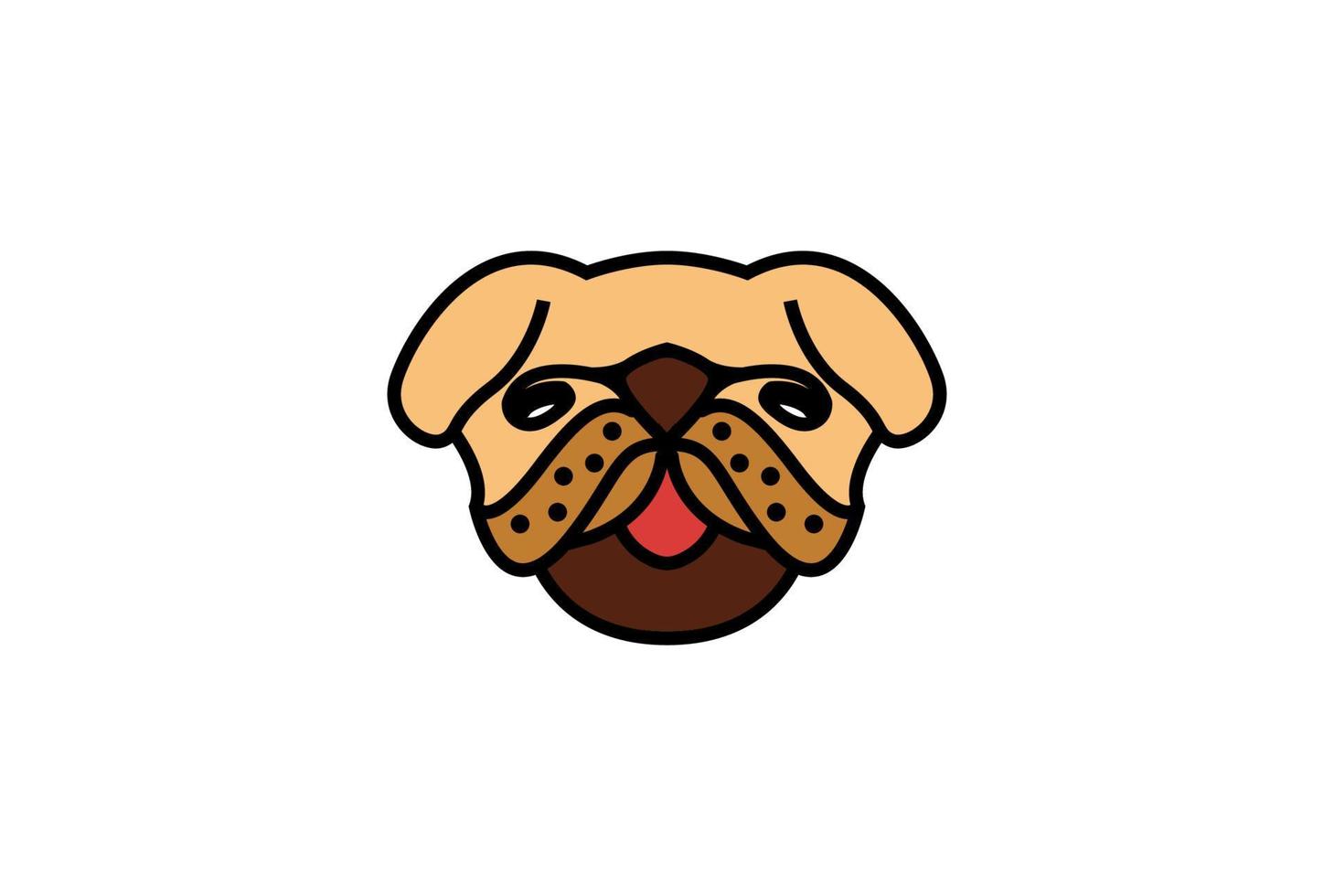farbenfroher, süßer, lustiger Pitbull-Hund, Kopf, Gesicht, Logo, Design, Vektor