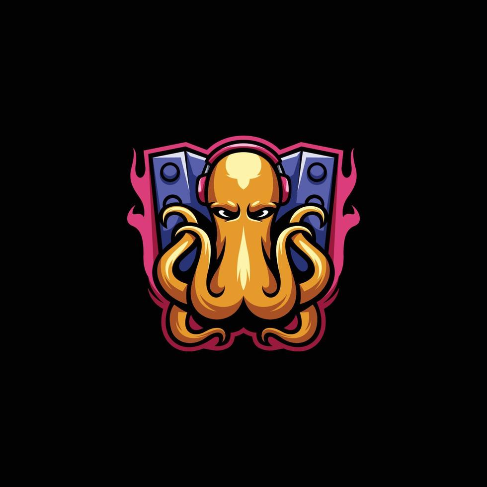 Oktopus-Maskottchen-Logo-Design vektor